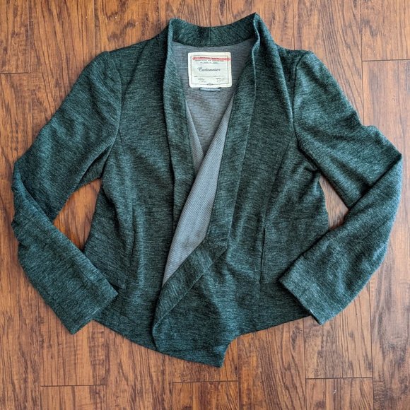 Anthropologie Cartonnier Moss Green Draped Peplum Jacket Medium - Picture 4 of 4